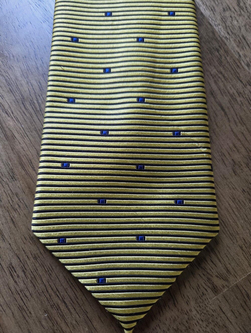 Gold Bar Vintage Bruno Piattelli Pure Silk Tie with Blue Accent